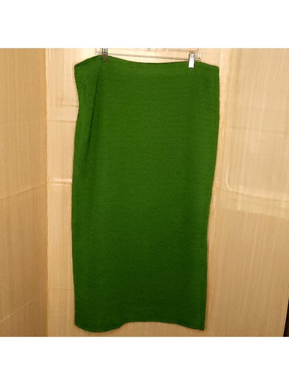 Bold Elements Womens Plus Green Textured Elastic Waist Maxi Skirt 1X